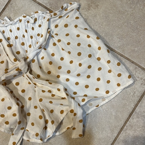 Billabong Cream High Waisted Flowy Beach Shorts S Gold Polka Dots - Picture 6 of 7